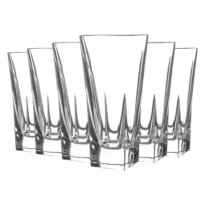RCR Crystal - Fusion Highball Glasses Set - Modern Cut Glass Cocktail Tumblers - 380ml - 6pc