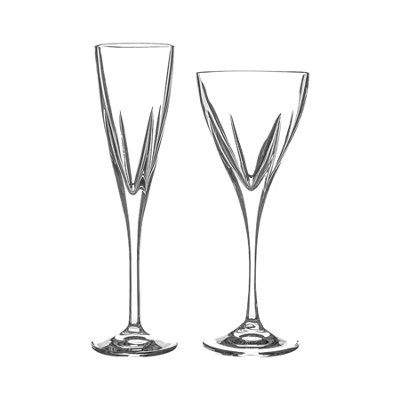 RCR Crystal Fusion Stemware Set Modern Cut Glass Stemware Goblets