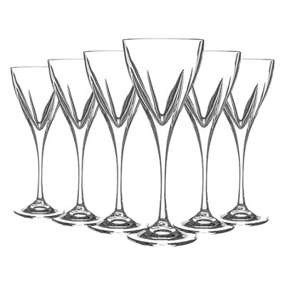 RCR Crystal - Fusion Wine Glasses Set - Modern Cut Glass Stemware Goblets - 250ml - 6pc