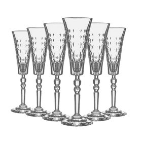 RCR Crystal - Marilyn Champagne Flutes Set - Modern Cut Glass Stemware Goblets - 169ml - 6pc