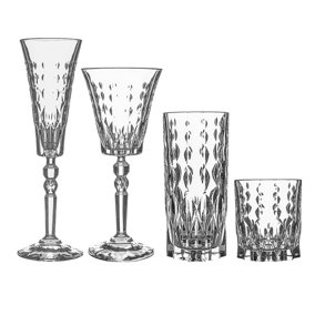 RCR Crystal - Marilyn Glassware Set - Modern Cut Glass Stemware Goblets - 24pc