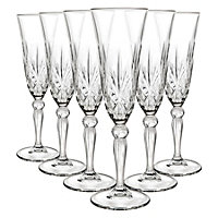 RCR Crystal Melodia Glass Champagne Flutes - 160ml - Pack of 6