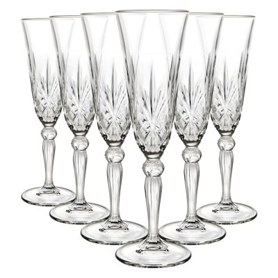 RCR Crystal Melodia Glass Champagne Flutes - 160ml - Pack of 6