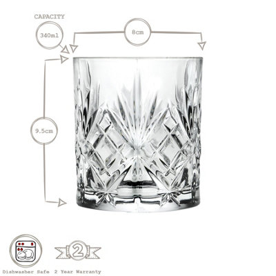 RCR Crystal Melodia Whiskey Glasses - 340ml - Pack of 6