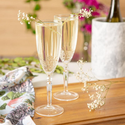 RCR Crystal Orchestra Cut Glass Champagne Flutes Glasses Set 200ml Pack of 6