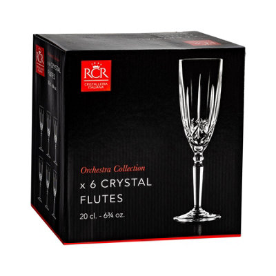 RCR Cristalleria Italiana Crystal Wine Glasses/ Champagne Flutes Set Of 2