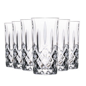 RCR Crystal - Orchestra Cut Glass Highball Cocktail Glasses Tumblers Set - 396ml - Pack of 6