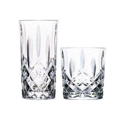 RCR Crystal - Orchestra Cut Glass Whiskey Tumblers and Highball Cocktail Glasses - 340ml, 396ml - 12pc Set