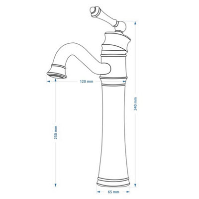 Rea High Single Handle Vintage Basin Retro Old Tap Mixer Bathroom Standing Faucet