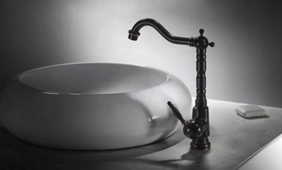 Rea Vintage Tall Retro Shaped Standing Basin Tap Bathroom Faucet Retro Old Black