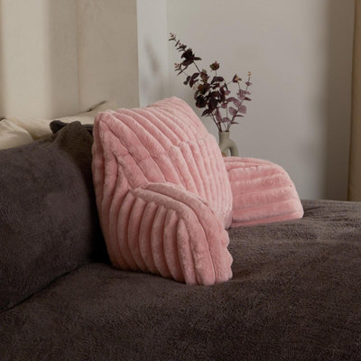 Reading Cushion Faux Fur Fleece Heatable Lumbar Pillow, Blush - One Size