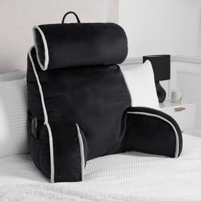 Reading Pillow with Head Rest Super Soft High Back Support Bed Sofa, Black