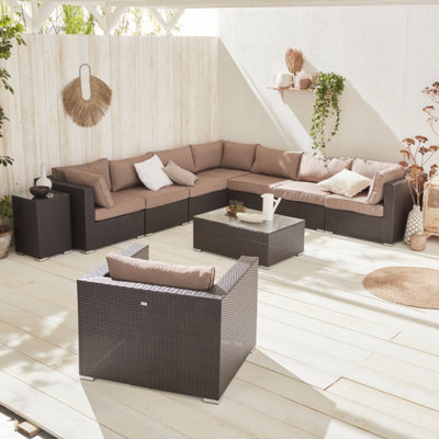 Brown corner deals garden sofa