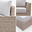 Ready assembled 5-seater deluxe polyrattan modular garden corner sofa set - sofa coffee table - Vittoria - Wood rattan Beige cus