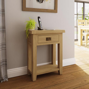 Ready Assembled Large Telephone Table Solid Natural Oak