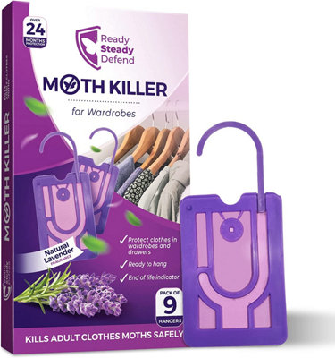 Ready Steady Defend 9 x Moth Killer Hangers For Wardrobes. Moth Repellent  Hangers Protect Clothes In Wardrobes & Drawers