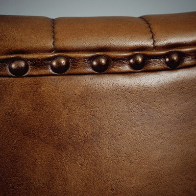 Real Genuine Leather Swivel Egg Aviator Wing Accent Arm Chair Brown Tan