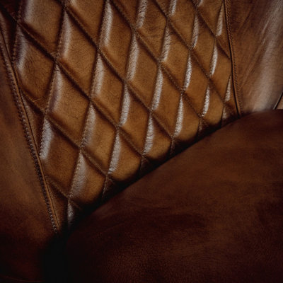 Real Genuine Leather Swivel Egg Aviator Wing Accent Arm Chair Brown Tan