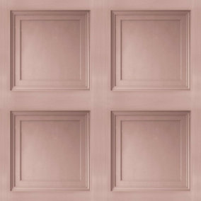 Realisitc Wood Panel Coving Effect Modern Feature Pink Teal Grey Cream Wallpaper Pink Wood Panel GR0003