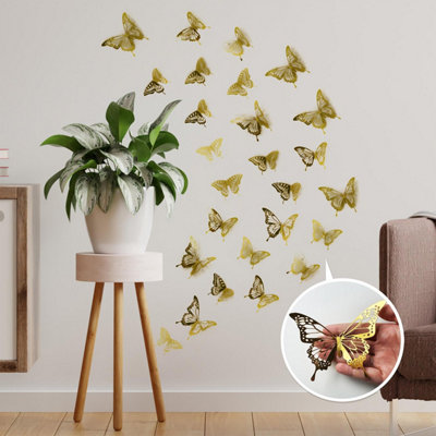 Realistic 3D Butterflies Gold Stock Clearance Wall Decor Art