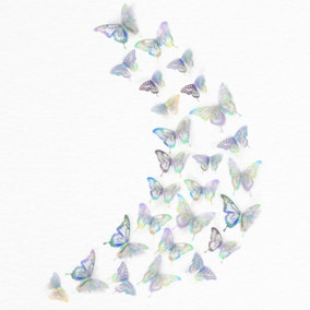 Realistic 3D Butterflies Holographic Silver Stock Clearance Wall Decor Art
