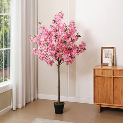 Realistic Artificial Cherry Blossom Tree in Pot for Decoration Living Room, 180cm
