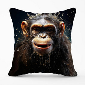Realistic Monkey Face Splashart Outdoor Cushion 45cm x 45cm
