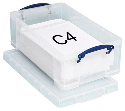 Really Useful 12 Litre Clear ,Plastic Storage Strong Box With Lid & Handles