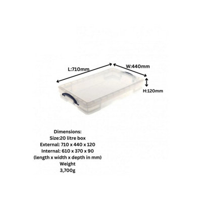 Really Useful 20 Litre Versatile Clear Storage Box: Stackable, Transparent, Versatile, Secure Solution for Effortless Storage