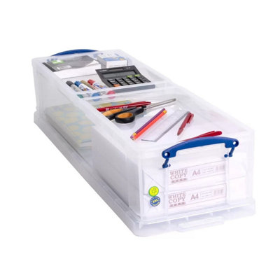Really Useful 22L Wrapping Paper Storage Box with 2 Plain Insert Trays ...