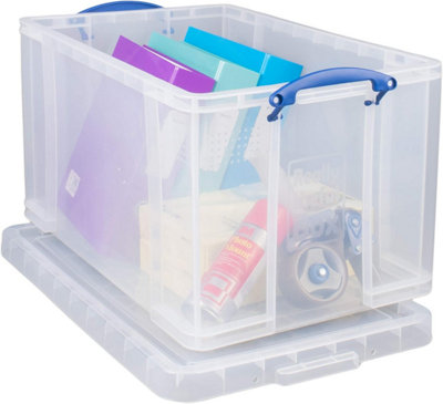 Really Useful 84 Litre Versatile Clear Storage Box: Stackable, Transparent, Versatile, Secure Solution for Effortless Storage