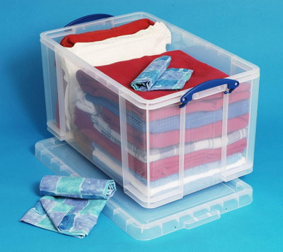 Really Useful 84 Litre Versatile Clear Storage Box: Stackable, Transparent, Versatile, Secure Solution for Effortless Storage