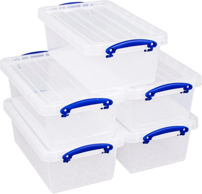 Really Useful Box 5.5 Litre Plastic Storage Box Clear (Pack of 5)