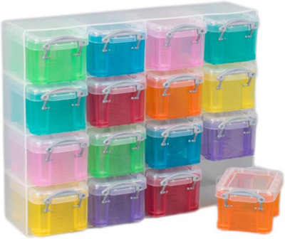 Really Useful Box Organiser 16 x 0.14 Litre Storage Boxes in a Clear ...