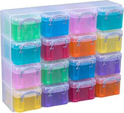 Really Useful Box Organiser 16 x 0.14 Litre Storage Boxes in a Clear ...