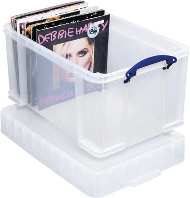 Really Useful Box Plastic Storage 48 Litre with XL Lid Clear