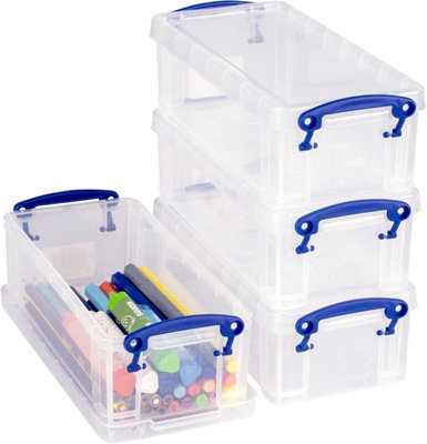 Really Useful Plastic Storage Box 0.9 Litre CLEAR Pack of 8