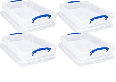 Really Useful Plastic Storage Box 10 Litre CLEAR Pack of 4