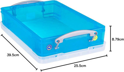 Really Useful Plastic Storage Box 4 Litre bright Blue (Pack of 4)