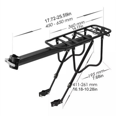 Rear Bicycle Pannier Rack Carrier Bag Max Load 65kg