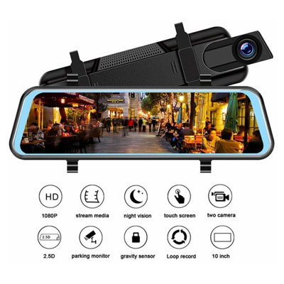 Rearview Mirror Backup Camera with GPS Night Vision 1080P Loop ...