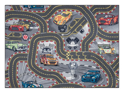 REBEL ROADS CARPET Racers 97 Streets, cars non-slip for children - gre ...