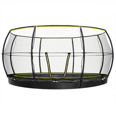 Rebo 14ft Inground Base Jump Trampoline with Halo ll Enclosure