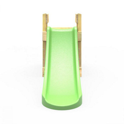 Rebo 4ft Toddler Adventure Slide with Wooden Platform and Climbing Wall - Green