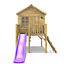 Rebo 5FT x 5FT Childrens Wooden Garden Playhouse on Deck + 6ft Slide - Pheasant Purple