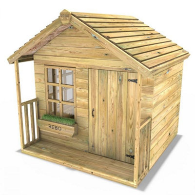 Rebo 5FT x 5FT Childrens Wooden Garden Playhouse - Sparrow