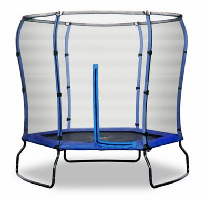 Rebo 7ft Safe Jump Trampoline With HALO Safety Enclosure - Blue