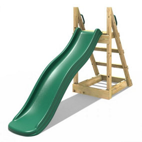 Rebo Children's Free Standing Garden Wave Water Slide with Wooden Platform - 6ft Dark Green