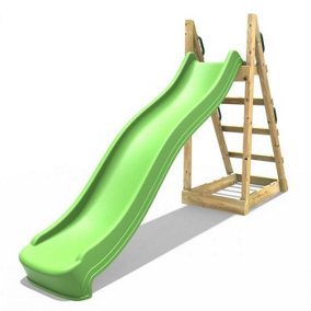 Rebo Children's Free Standing Garden Wave Water Slide with Wooden Platform - 8ft Light Green