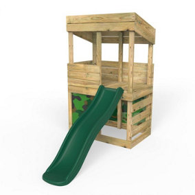Rebo Children's Wooden Lookout Tower Playhouse with 6ft Slide - Den Set